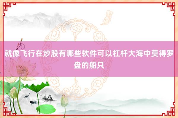 就像飞行在炒股有哪些软件可以杠杆大海中莫得罗盘的船只