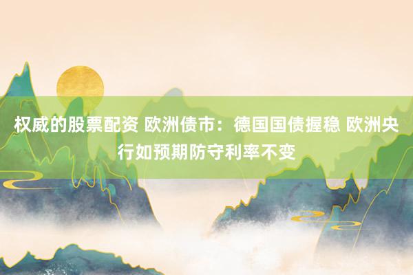 权威的股票配资 欧洲债市：德国国债握稳 欧洲央行如预期防守利率不变