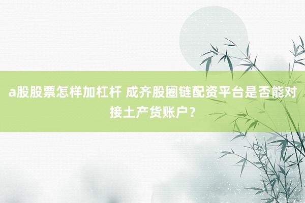 a股股票怎样加杠杆 成齐股圈链配资平台是否能对接土产货账户？